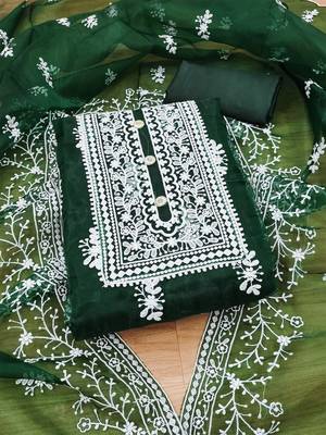 ethnic motifs embroidered unstitched dress material 1