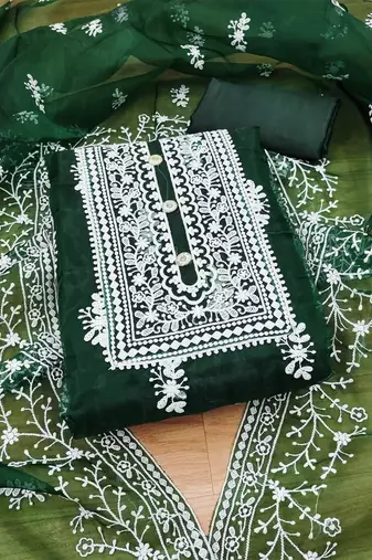 ethnic motifs embroidered unstitched dress material