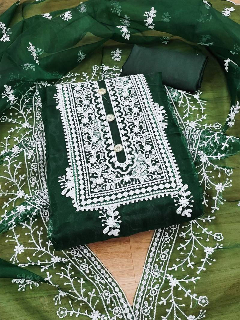 ethnic motifs embroidered unstitched dress material
