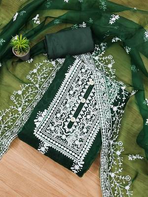 ethnic motifs embroidered unstitched dress material 2