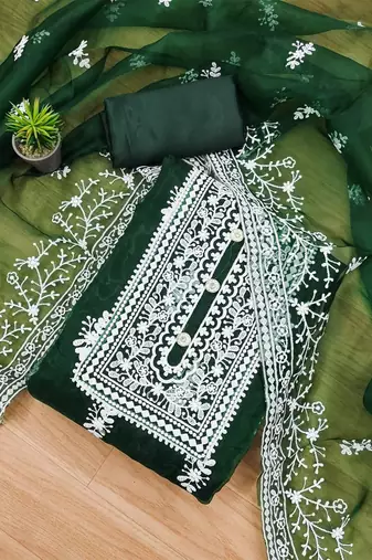 ethnic motifs embroidered unstitched dress material