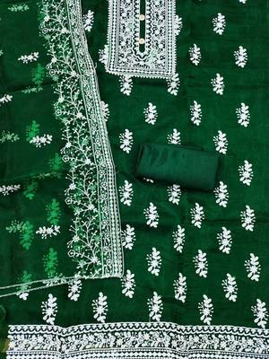 ethnic motifs embroidered unstitched dress material 3