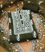 ethnic motifs embroidered unstitched dress material