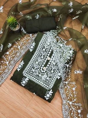 ethnic motifs embroidered unstitched dress material 2