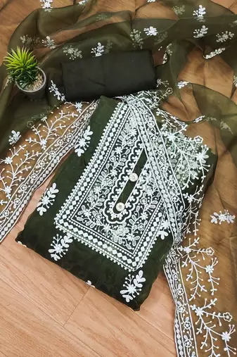 ethnic motifs embroidered unstitched dress material