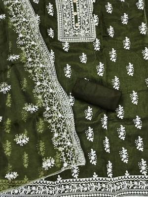 ethnic motifs embroidered unstitched dress material 3