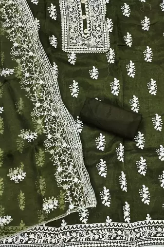 ethnic motifs embroidered unstitched dress material