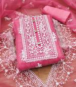 ethnic motifs embroidered organza unstitched dress material
