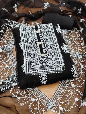 ethnic motifs embroidered unstitched dress material 1