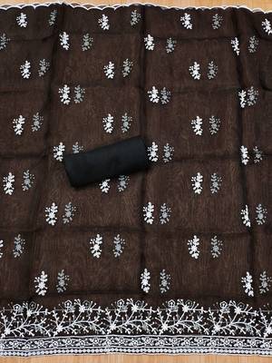 ethnic motifs embroidered unstitched dress material 3