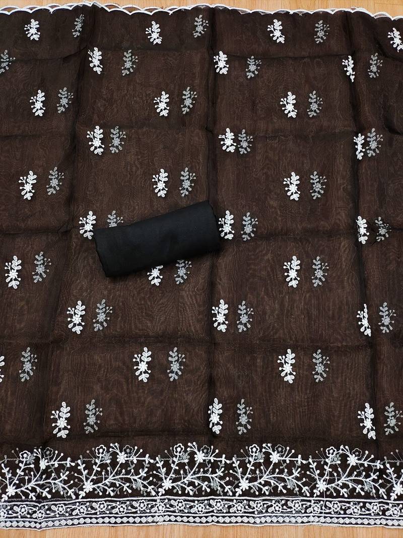 ethnic motifs embroidered unstitched dress material