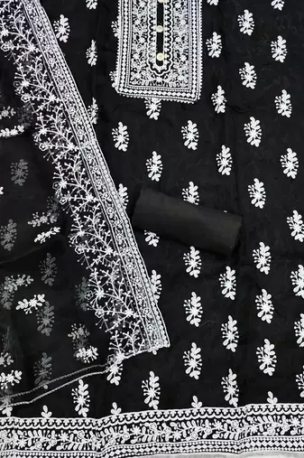 ethnic motifs embroidered unstitched dress material
