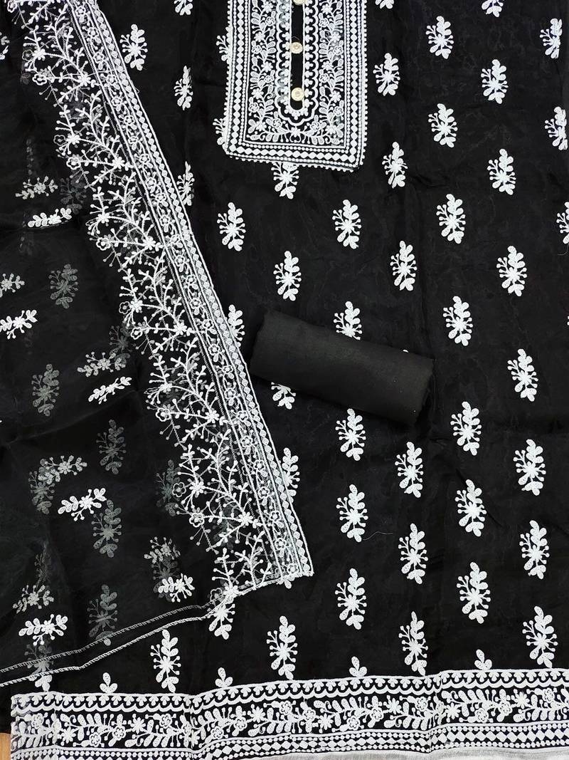 ethnic motifs embroidered unstitched dress material