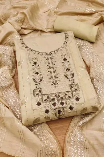 ethnic motifs sequinned embellished unstitched dress material