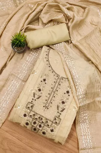 ethnic motifs sequinned embellished unstitched dress material