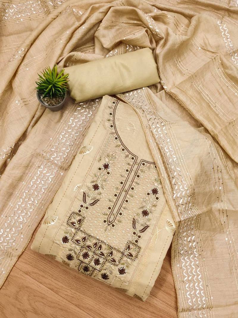 ethnic motifs sequinned embellished unstitched dress material