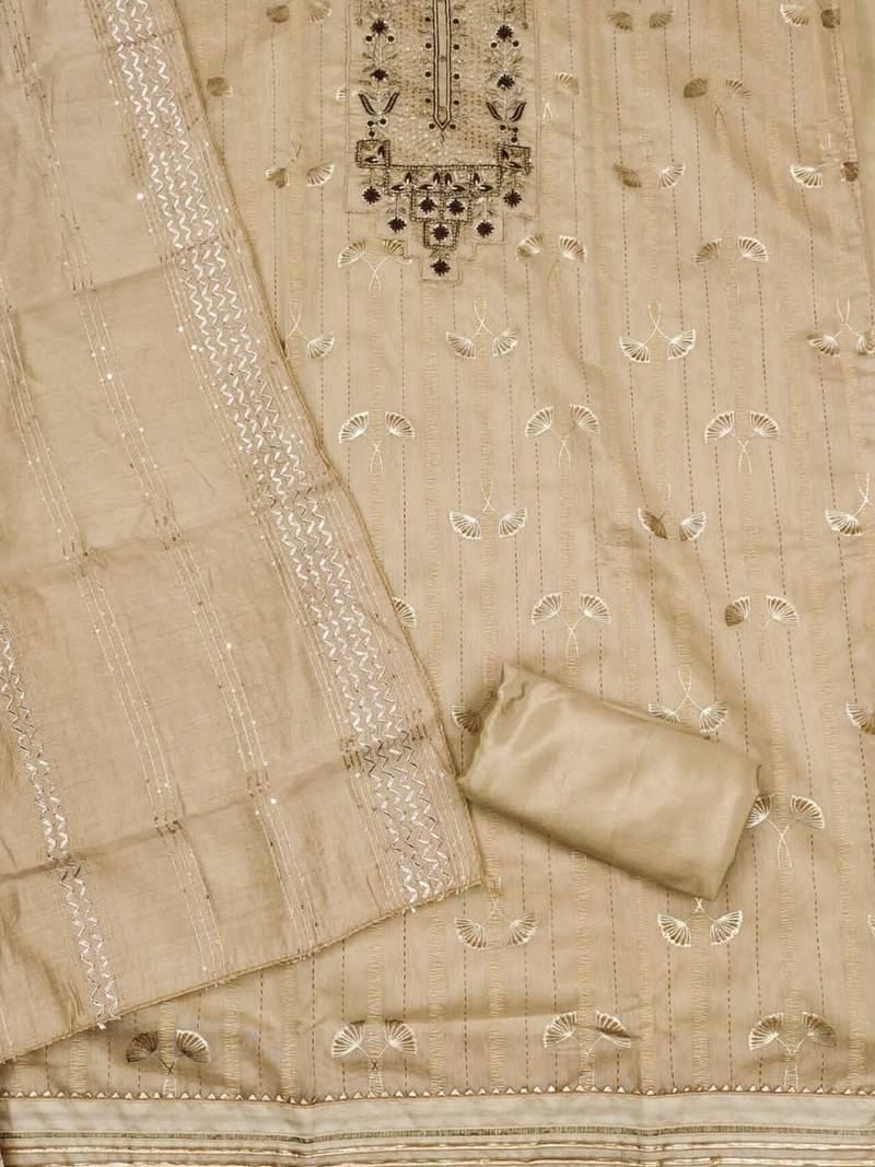 ethnic motifs sequinned embellished unstitched dress material