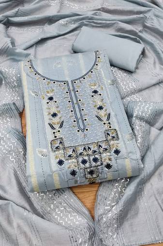 ethnic motifs sequinned embellished unstitched dress material