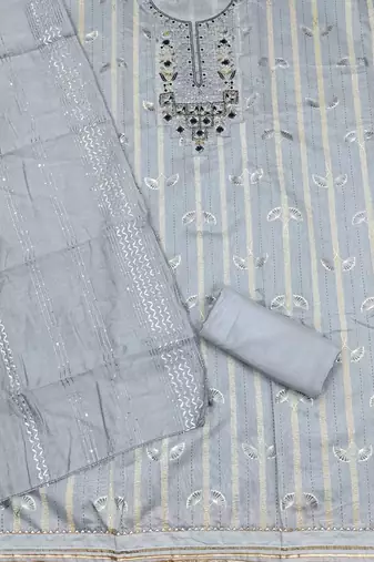 ethnic motifs sequinned embellished unstitched dress material
