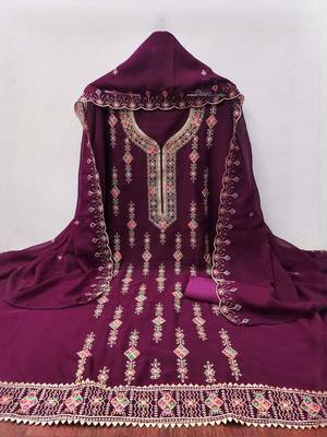 embroidered unstitched dress material 2