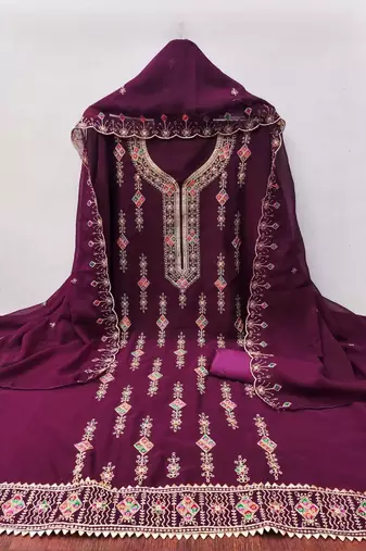 embroidered unstitched dress material