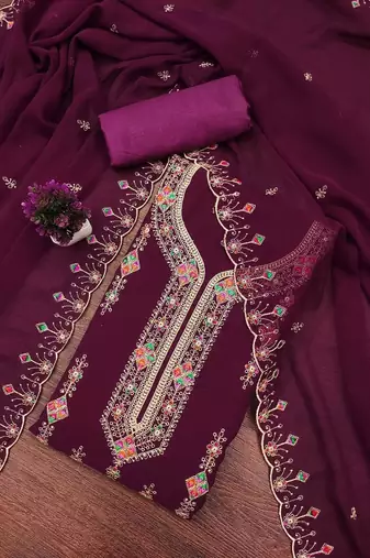 embroidered unstitched dress material
