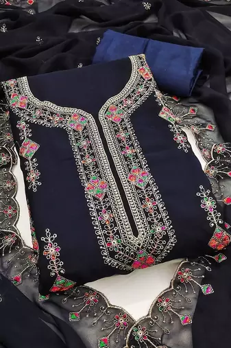 embroidered unstitched dress material