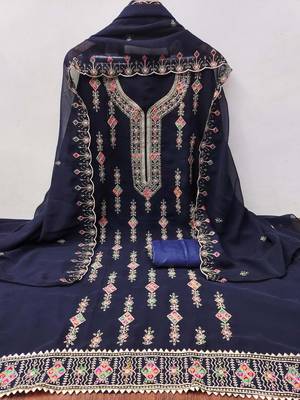 embroidered unstitched dress material 3