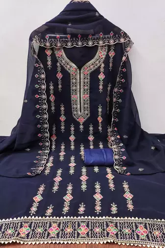 embroidered unstitched dress material