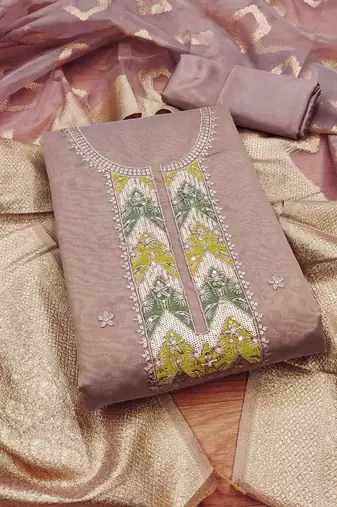 ethnic motifs embellished sequinned unstitched dress material