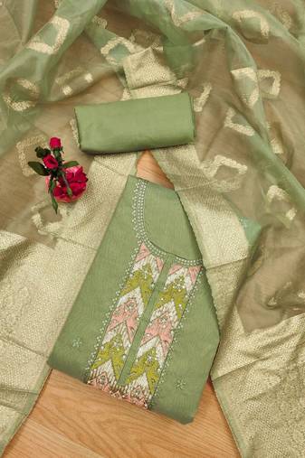 ethnic motifs embroidered sequined unstitched dress material