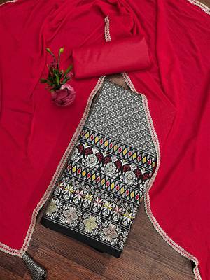 ethnic motif woven design zari banarasi unstitched dress material 1