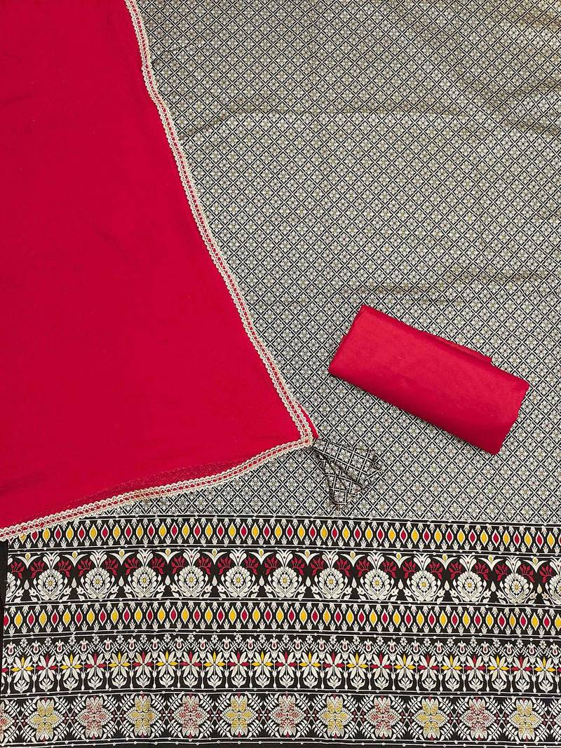 ethnic motif woven design zari banarasi unstitched dress material