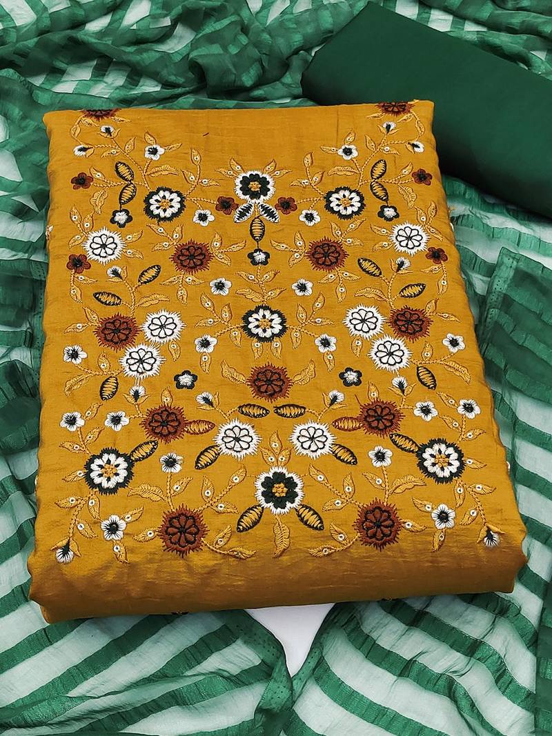 embroidered unstitched dress material