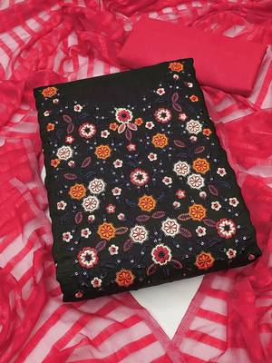 floral embroidered unstitched dress material 1