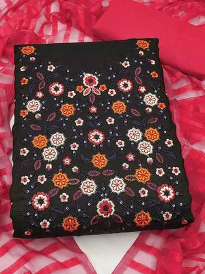 floral embroidered unstitched dress material 2