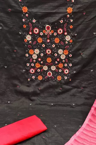 floral embroidered unstitched dress material