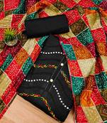 ethnic motifs mirror work embroidered unstitched dress material
