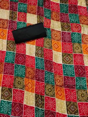 ethnic motifs mirror work embroidered unstitched dress material 3