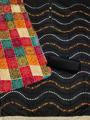 ethnic motifs mirror work embroidered unstitched dress material 4