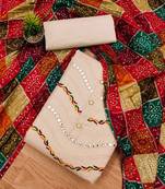 ethnic motifs mirror work embroidered unstitched dress material