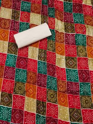 ethnic motifs mirror work embroidered unstitched dress material 3