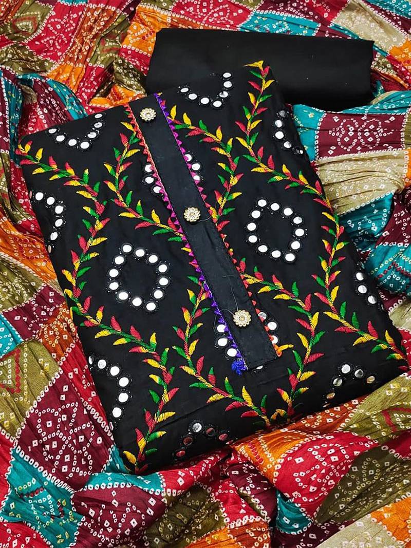 embroidered cotton unstitched dress material