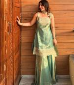  Embroidery Work Fendy Straight Kurta Sharara and Dupatta Set