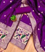 ethnic motifs woven design zari unstitched dress material