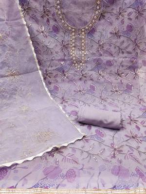 printed organza unstitched dress material 2