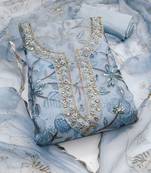 printed organza unstitched dress material