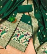 ethnic motifs woven design zari unstitched dress material