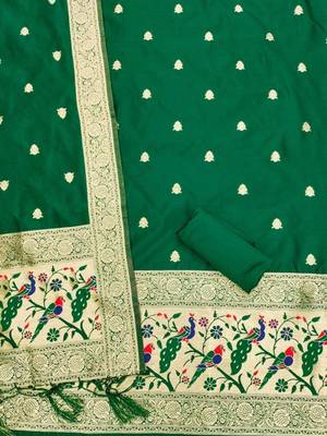 ethnic motifs woven design zari unstitched dress material 3