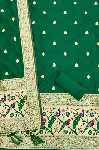 ethnic motifs woven design zari unstitched dress material